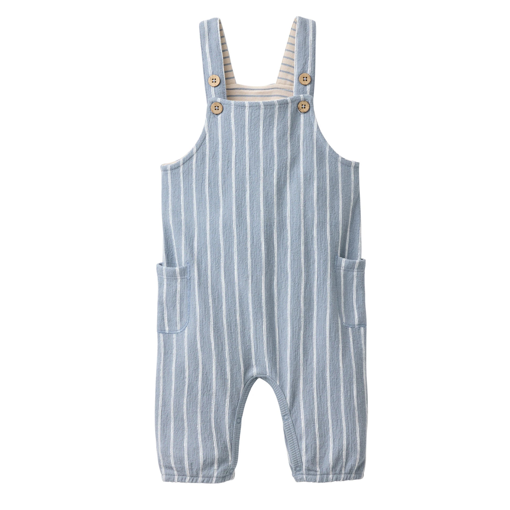 Hängselbyxor för baby i ekologisk randig trikå från People Wear Organic