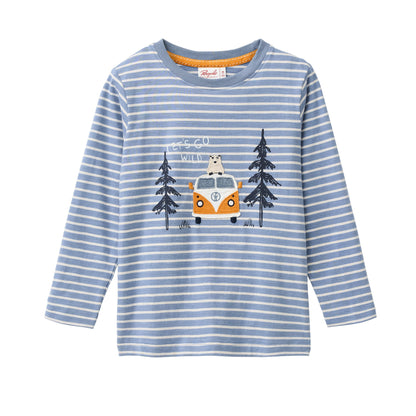 Långärmad t-shirt för barn i ekologisk bomull med buss från People Wear Organic