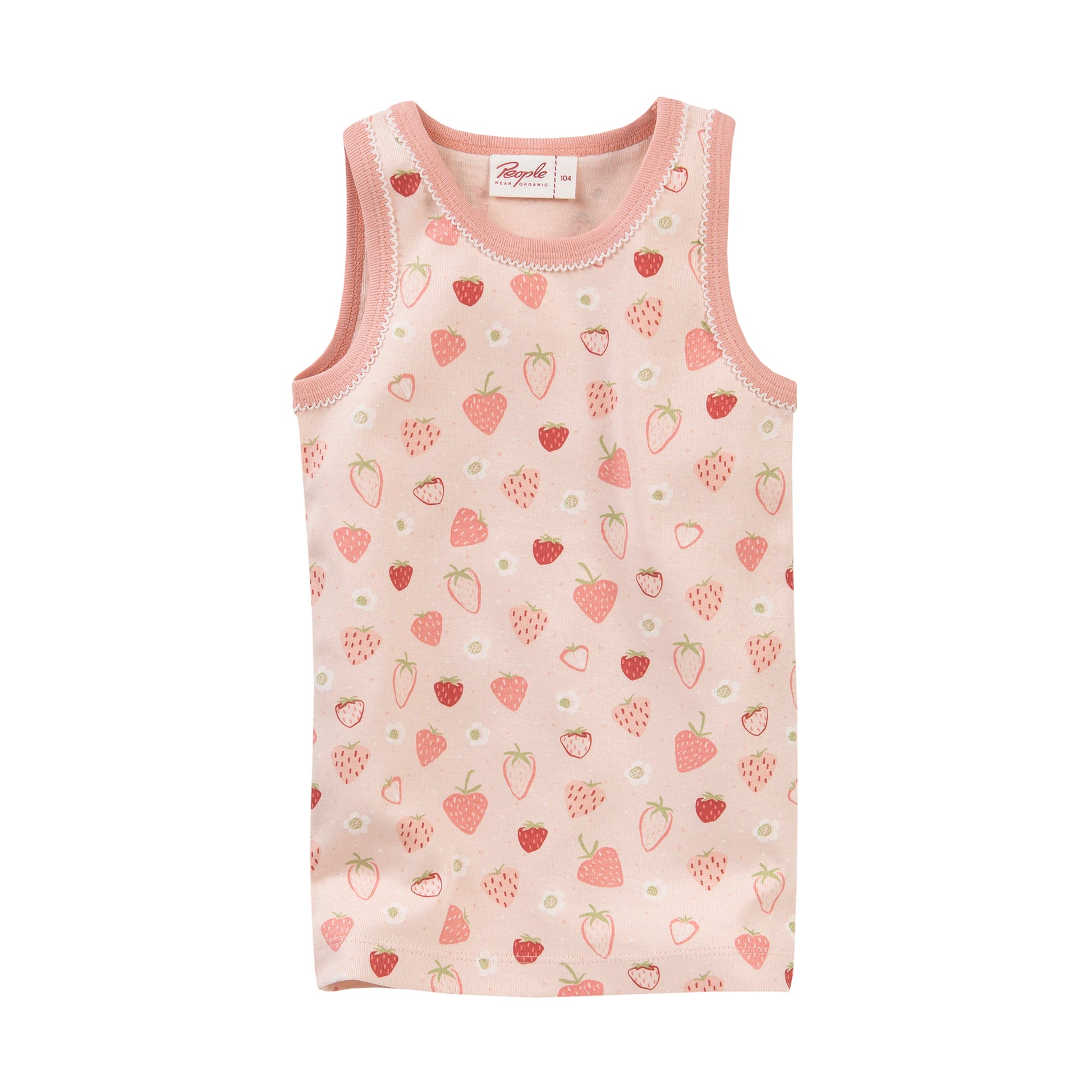 Linne med jordgubbsmönster för barn från People Wear Organic, 100 % ekologisk bomull