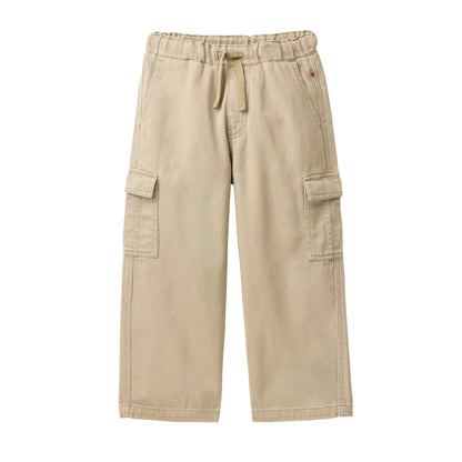 Cargobyxor för barn i ljusbrun ekologisk bomullstwill från People Wear Organic