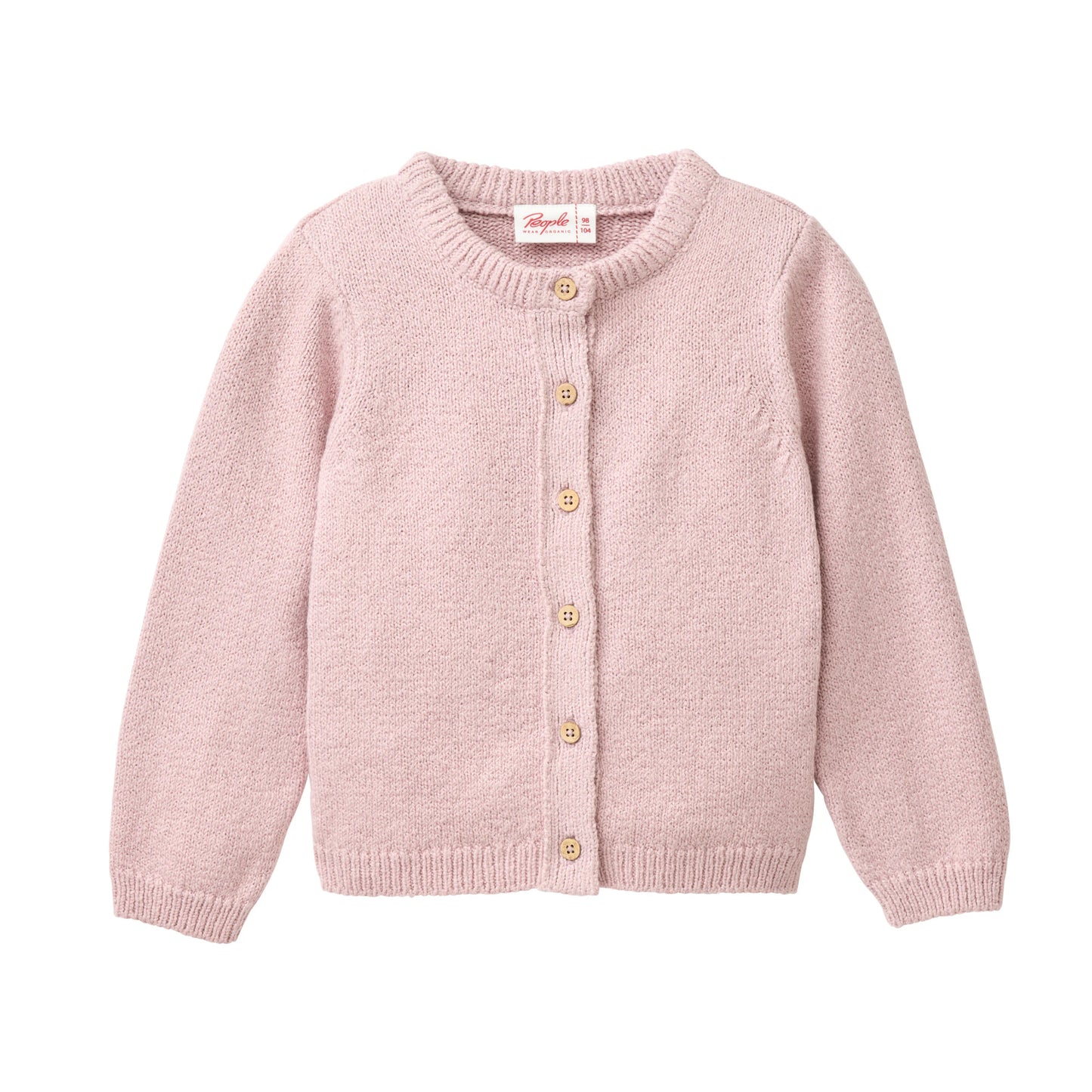 Ljuslila kofta för barn med träknappar fram från People Wear Organic