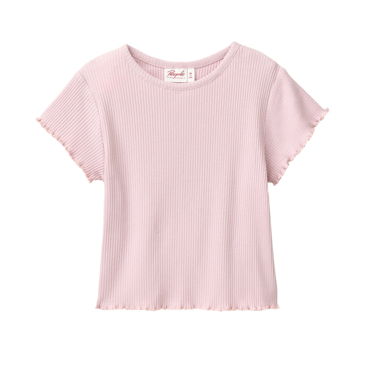 Kortärmad topp för barn i ljuslila ribbad ekologisk bomull från People Wear Organic