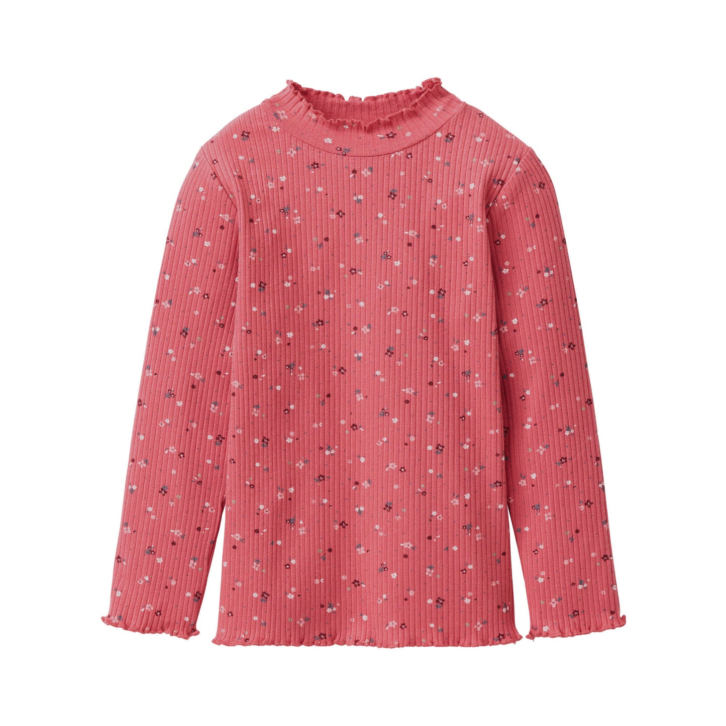 Ekologisk topp för barn från People Wear Organic, ljusröd med blommor