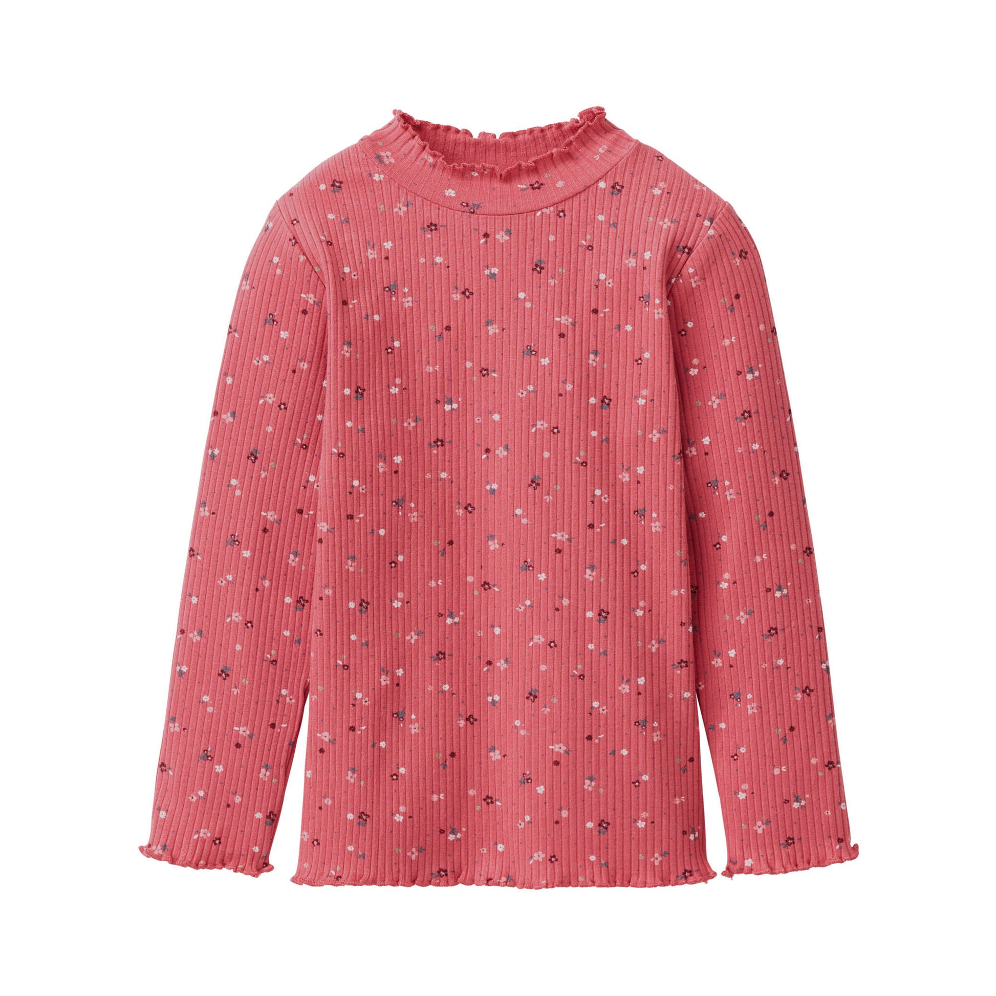 Ekologisk topp för barn från People Wear Organic, ljusröd med blommor