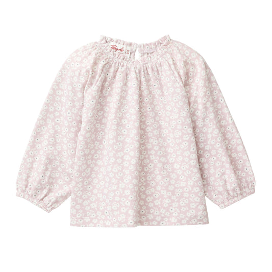 Ljusrosa småblommig topp för baby från People Wear Organic, GOTS-certifierad
