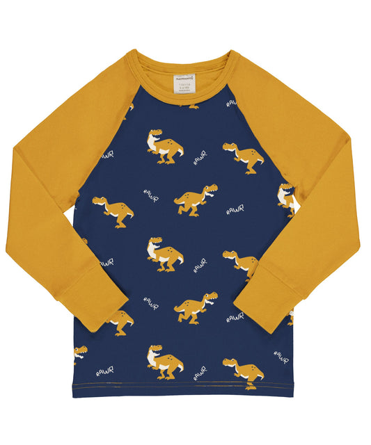 Ekologisk långärmad t-shirt för barn med dinosaurier från Maxomorra