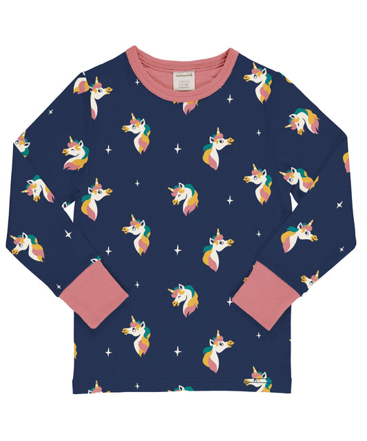 Ekologisk långärmad t-shirt för barn med enhörningar från Maxomorra
