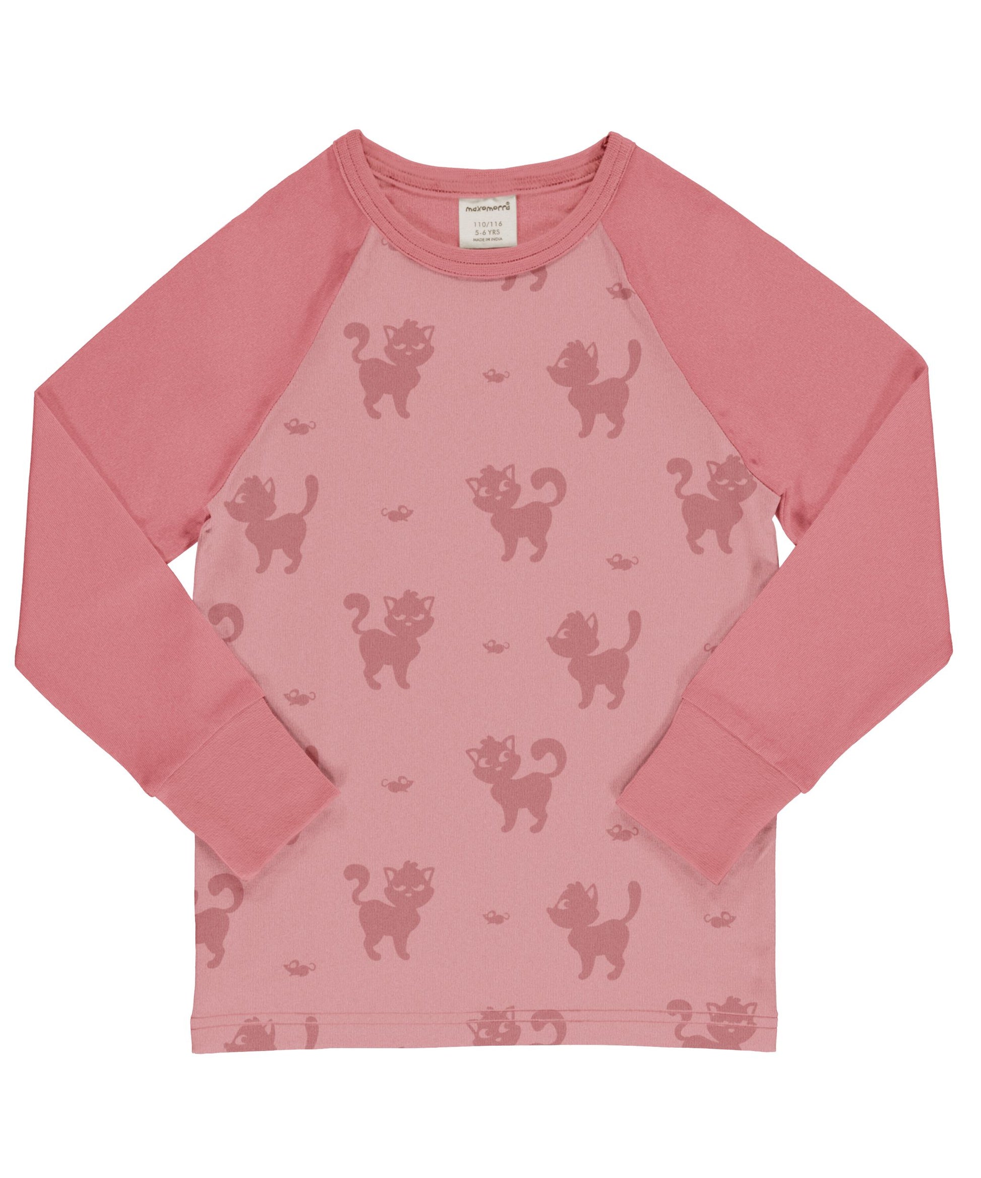 Ekologisk långärmad t-shirt för barn med katter från Maxomorra