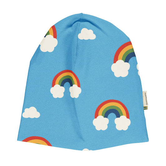 Mössa för barn med regnbågar i ekologisk bomull från Maxomorra