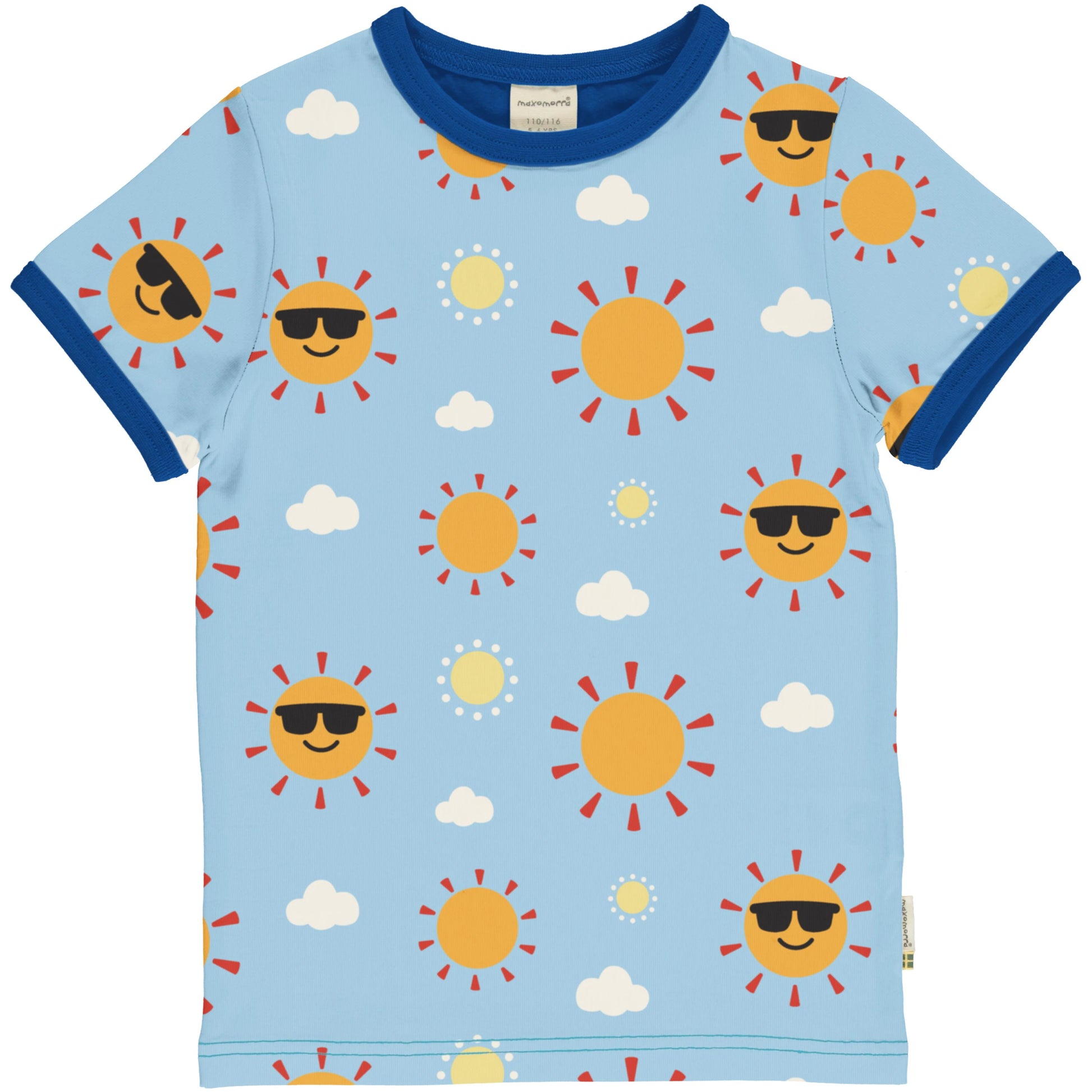 Ekologisk t-shirt för barn från Maxomorra med mönster med solar