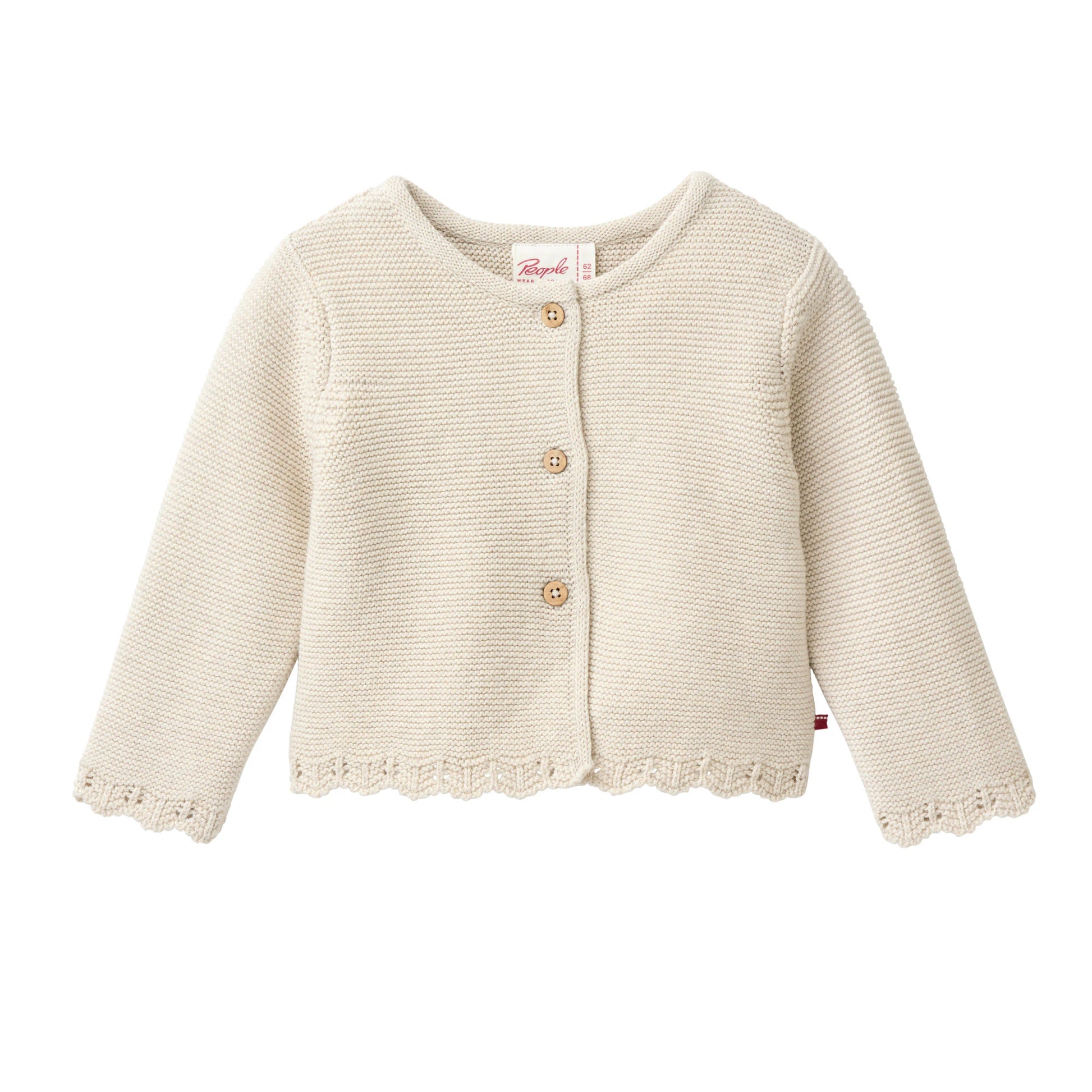 Ekologisk babykofta i naturvitt med spets från People Wear Organic