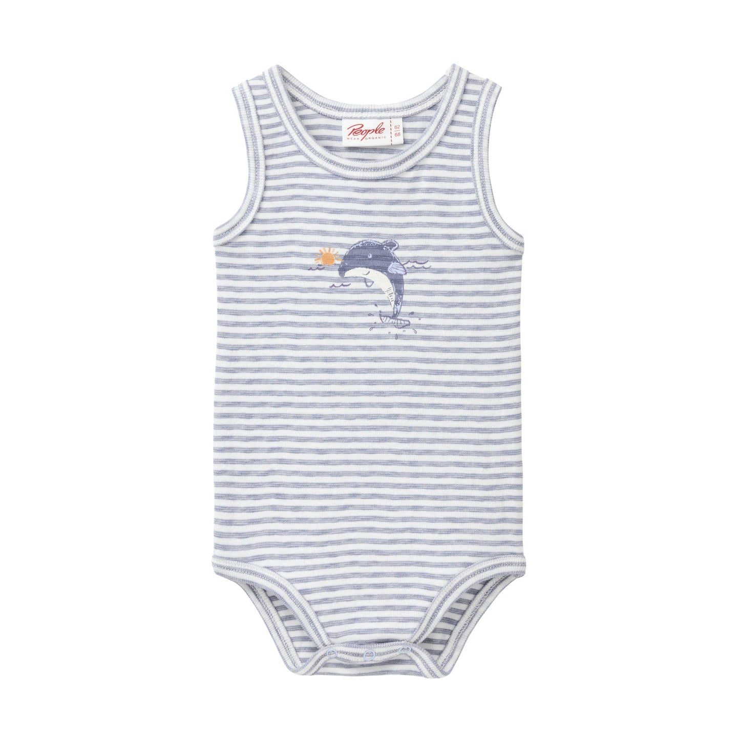 Ekologisk ärmlös body med delfin från People Wear Organic
