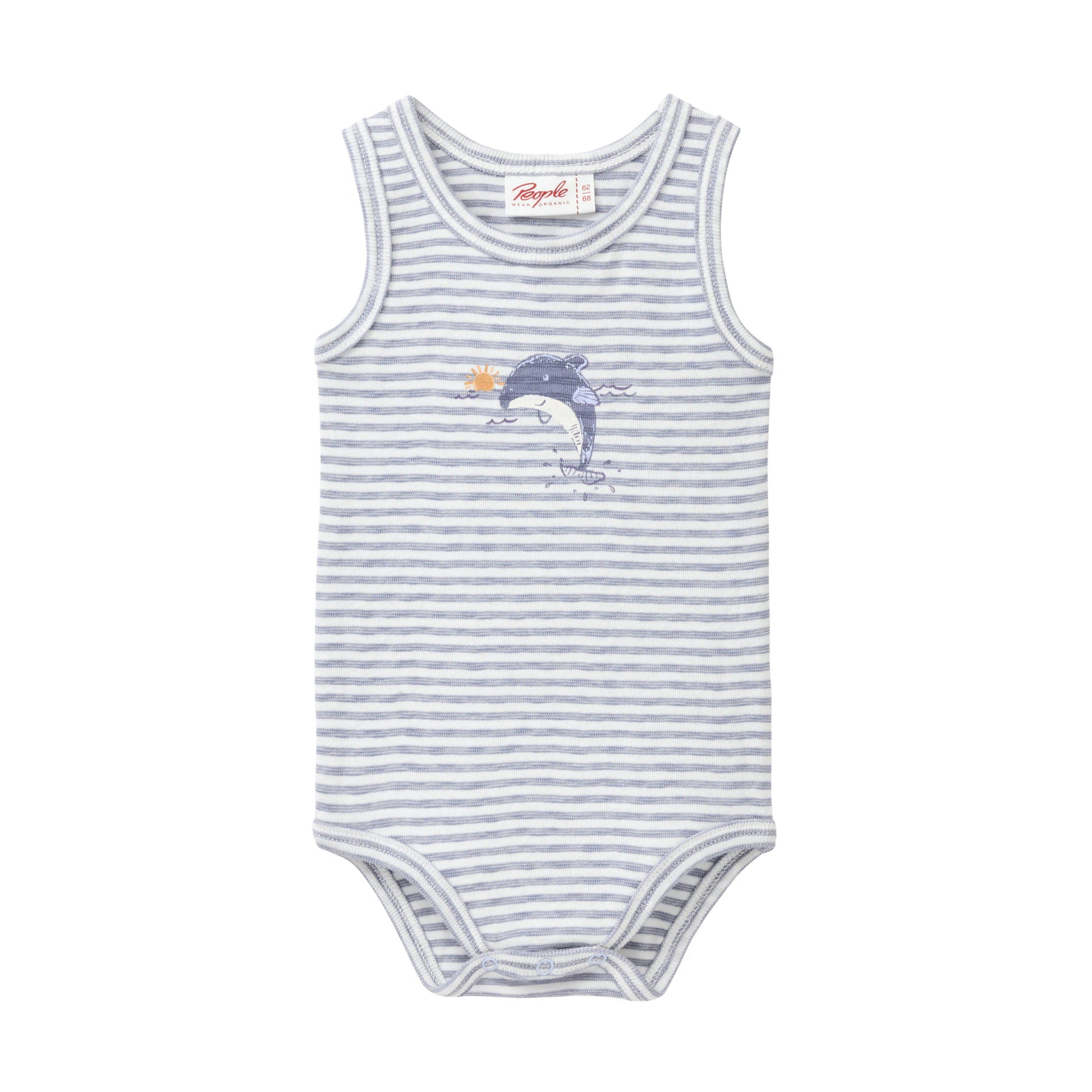 Ekologisk ärmlös body med delfin från People Wear Organic