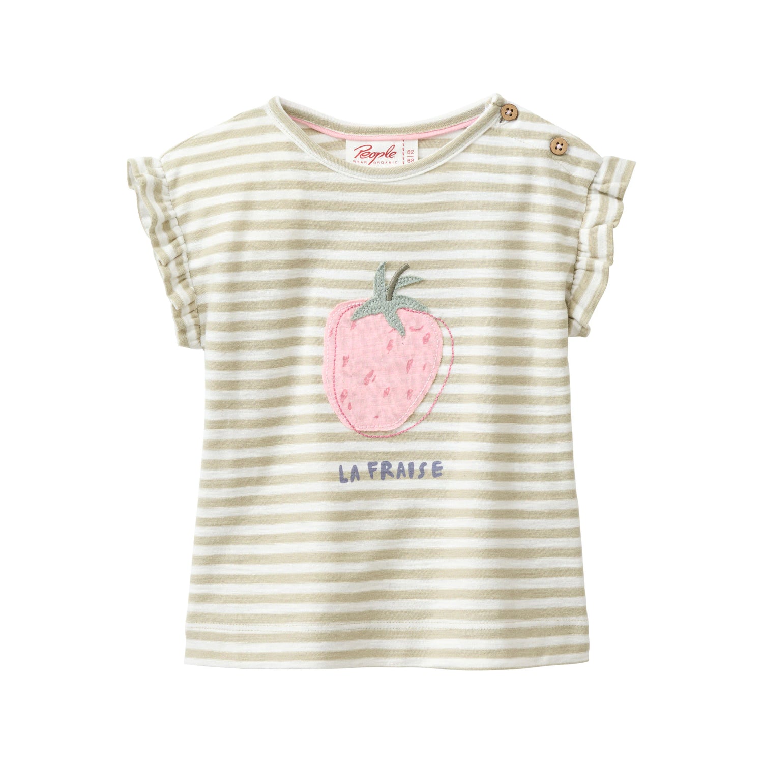 Ekologisk topp för baby i randigt med jordgubbe, från People Wear Organic