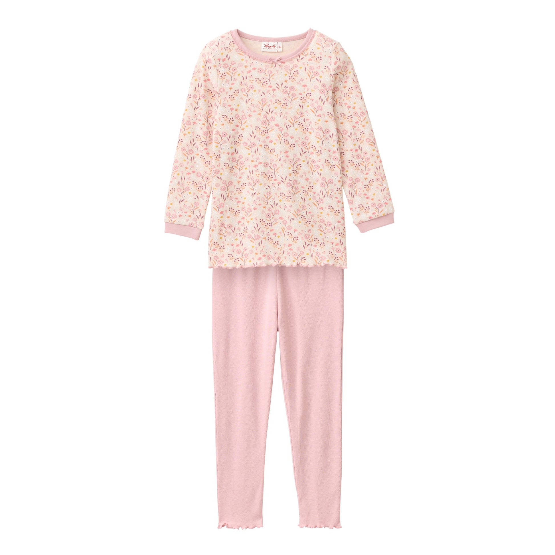 Pyjamas för barn i ekologisk bomull med rosa blommor från People Wear Organic