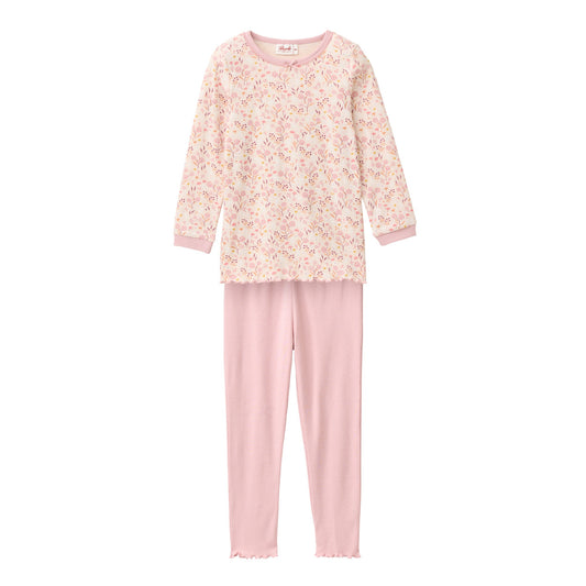 Pyjamas för barn i ekologisk bomull med rosa blommor från People Wear Organic