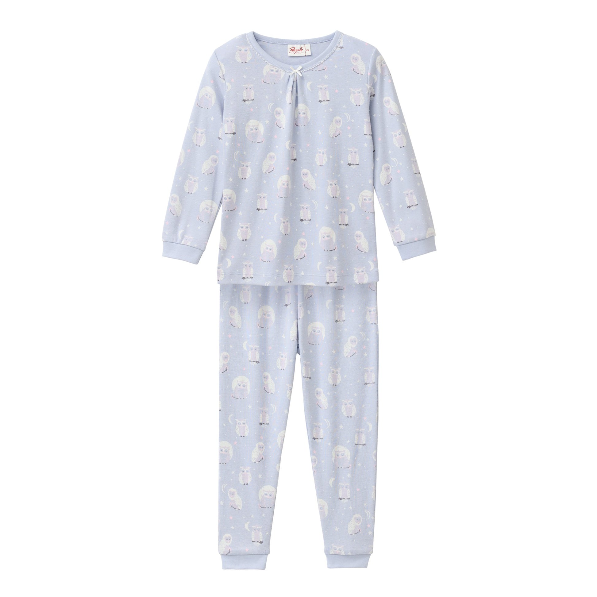 Pyjamas för barn i ekologisk bomull med mönster med ugglor från People Wear Organic