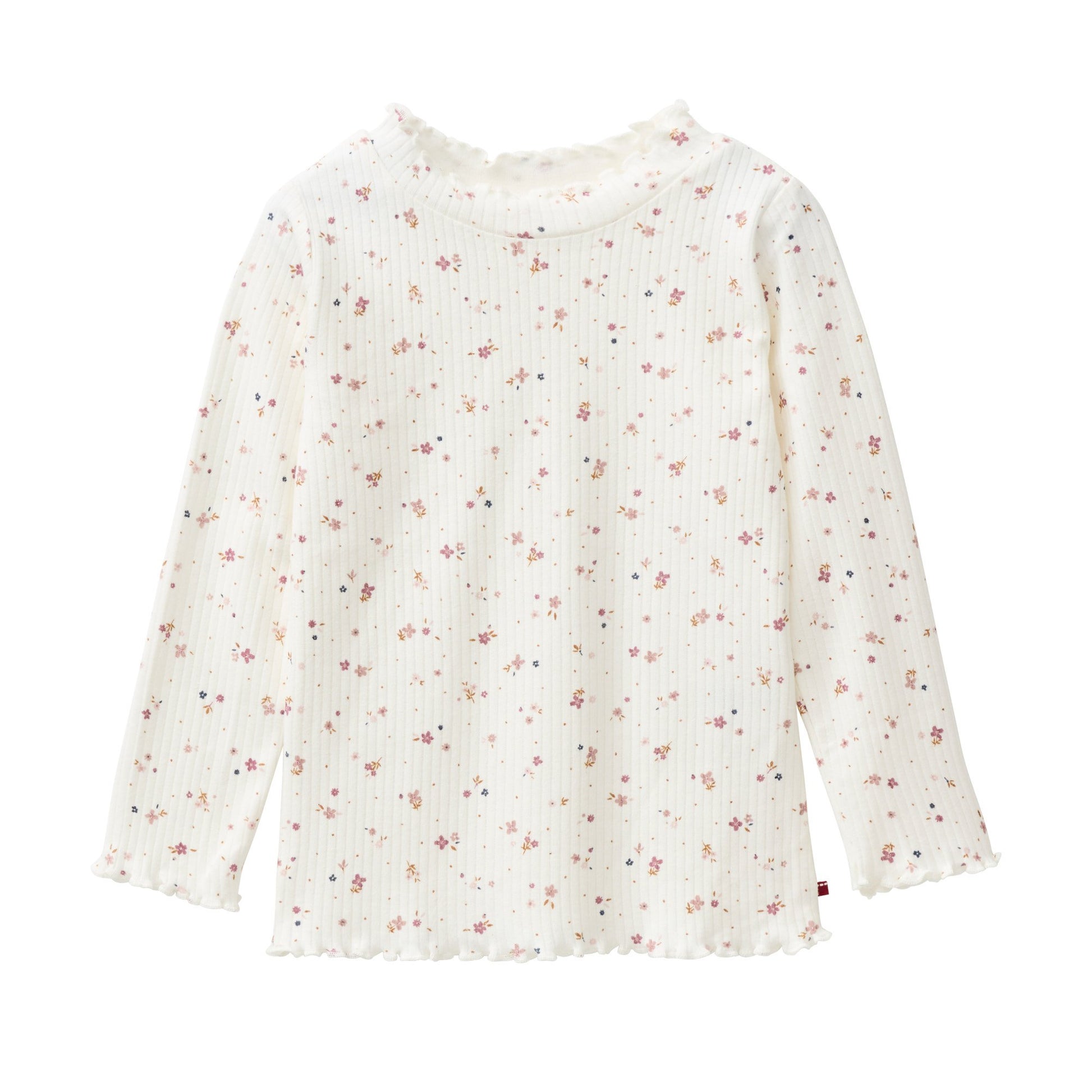 Ribbad topp för barn med små blommor i ekologisk bomull från People Wear Organic