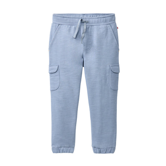 Rökblå mjukisbyxor för barn i ekologisk bomull från People Wear Organic