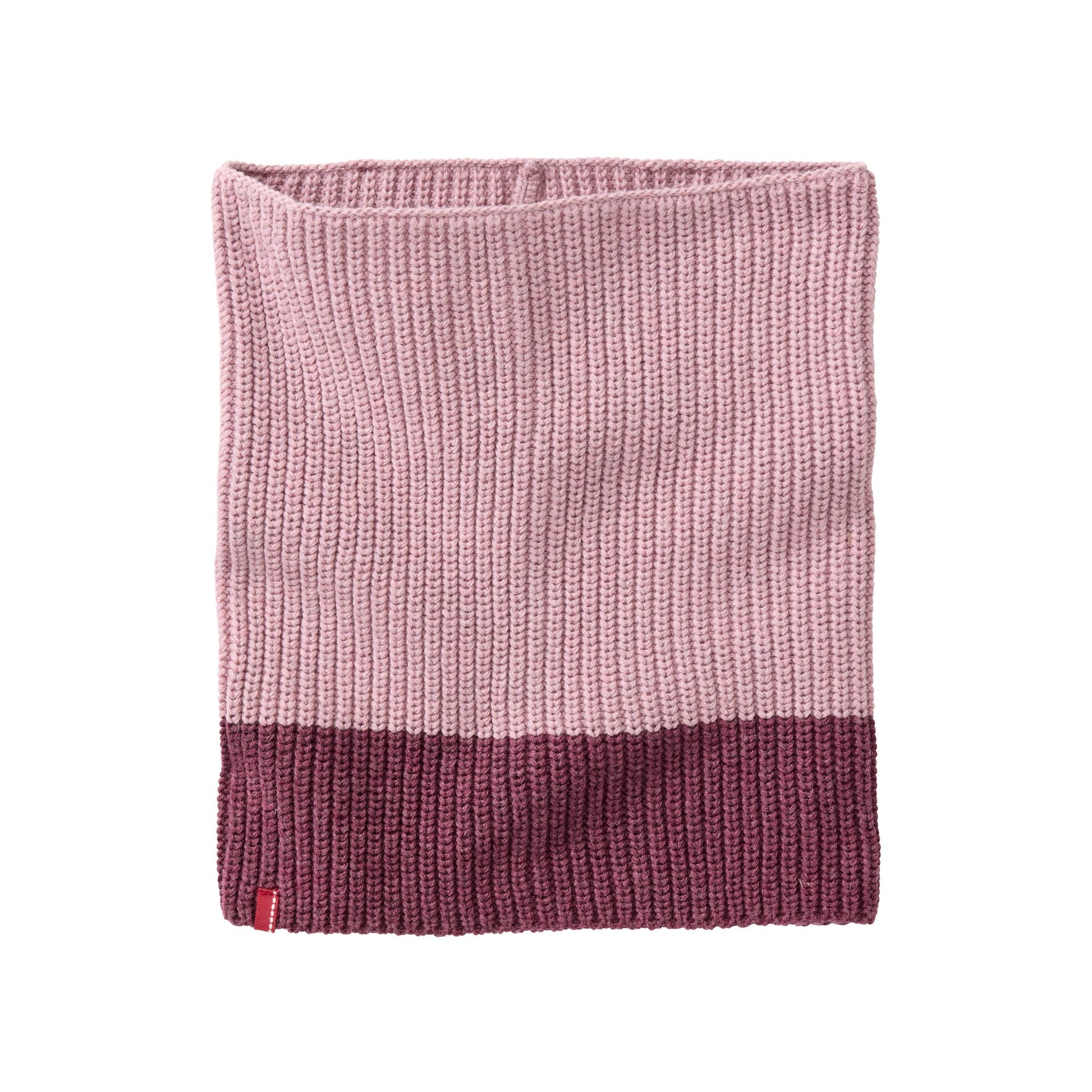 Rosa och vinröd stickad tubhalsduk för barn i ekologisk bomull från People Wear Organic