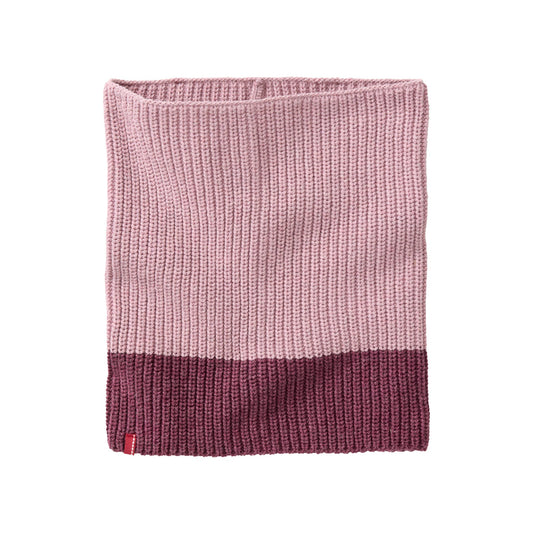 Rosa och vinröd stickad tubhalsduk för barn i ekologisk bomull från People Wear Organic