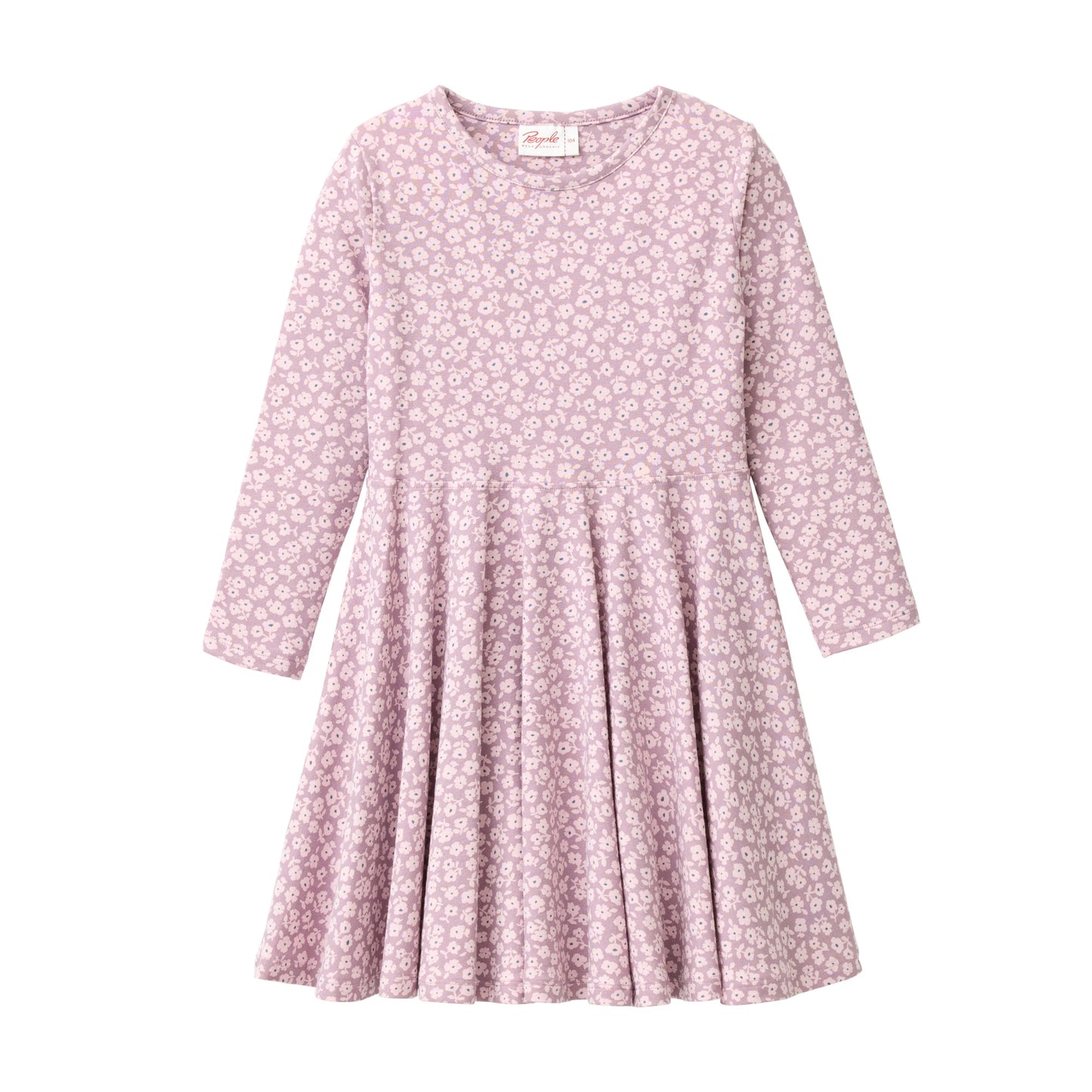 Blommig snurrklänning för barn med långa ärmar från People Wear Organic