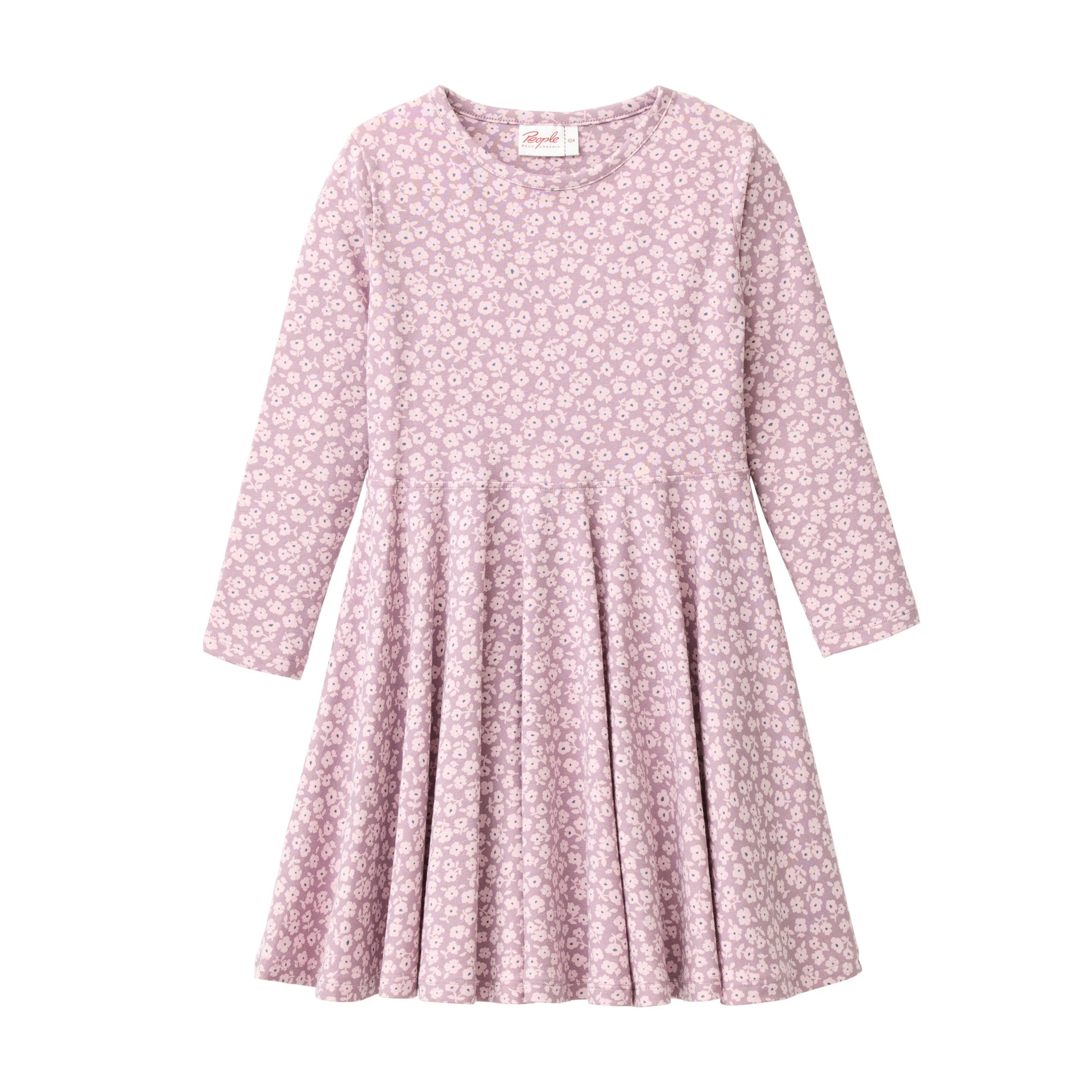 Blommig snurrklänning för barn med långa ärmar från People Wear Organic