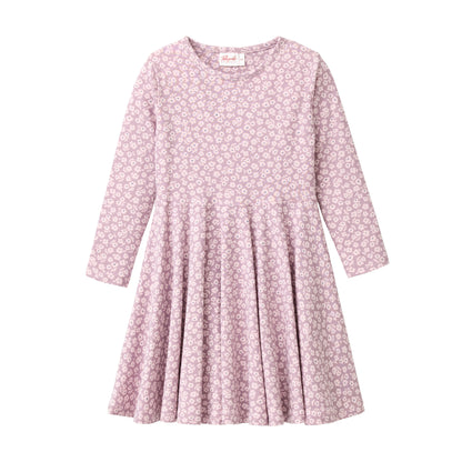 Blommig snurrklänning för barn med långa ärmar från People Wear Organic