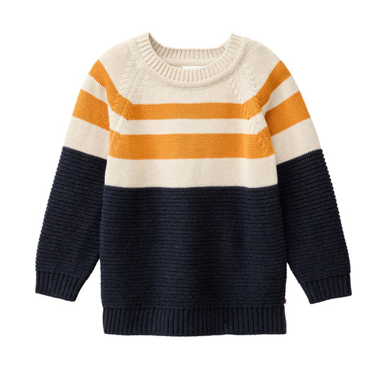 Stickad tröja för barn i ekologisk bomull från People Wear Organic, flerfärgad