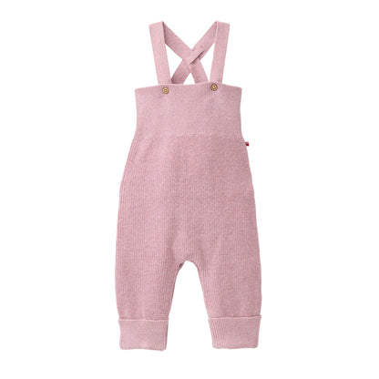 Ekologiska stickade hängselbyxor för baby från People Wear Organic, rosa