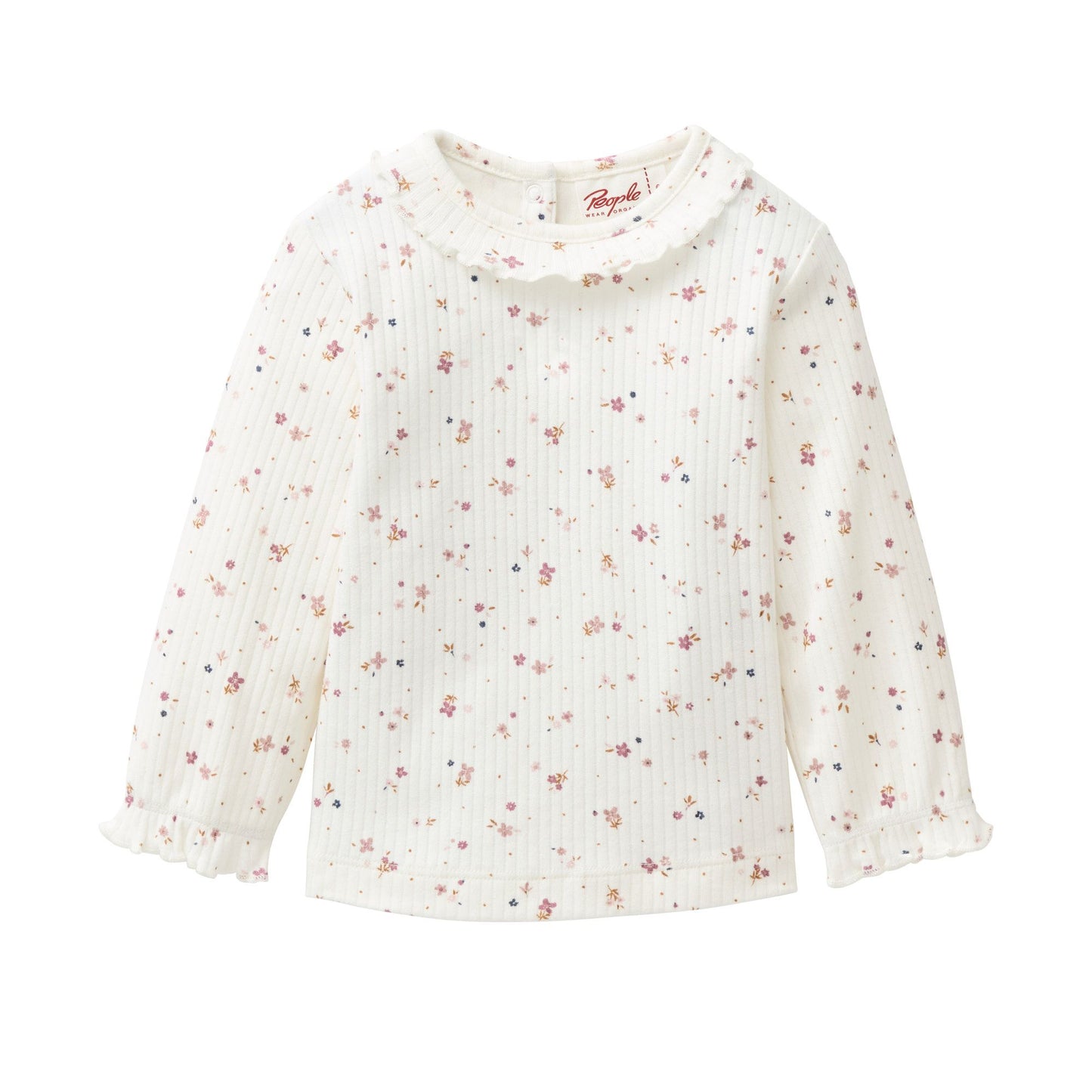 Ekologisk topp för baby i blommig ribbad bomull från People Wear Organic