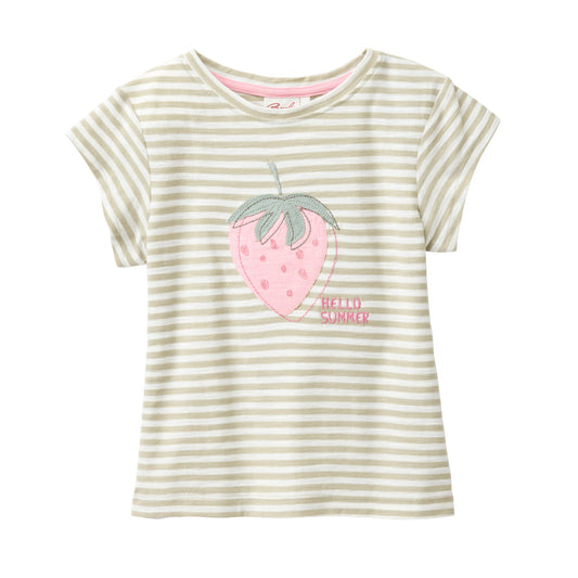 Ekologisk topp för barn i randigt med jordgubbe från People Wear Organic