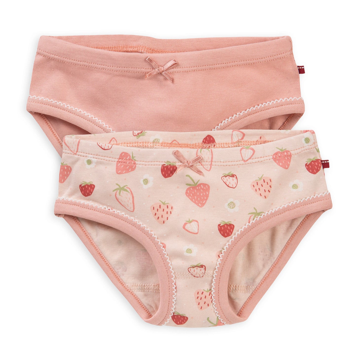 Tvåpack ekologiska trosor för barn med jordgubbsmönster från People Wear Organic