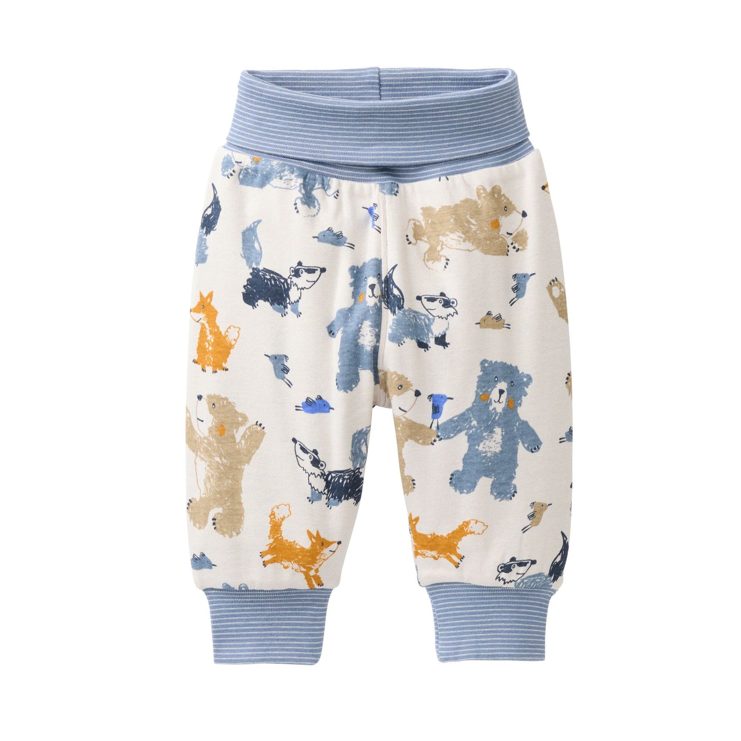 Ekologiska vändbara byxor till baby med tryck med skogsdjur från People Wear Organic