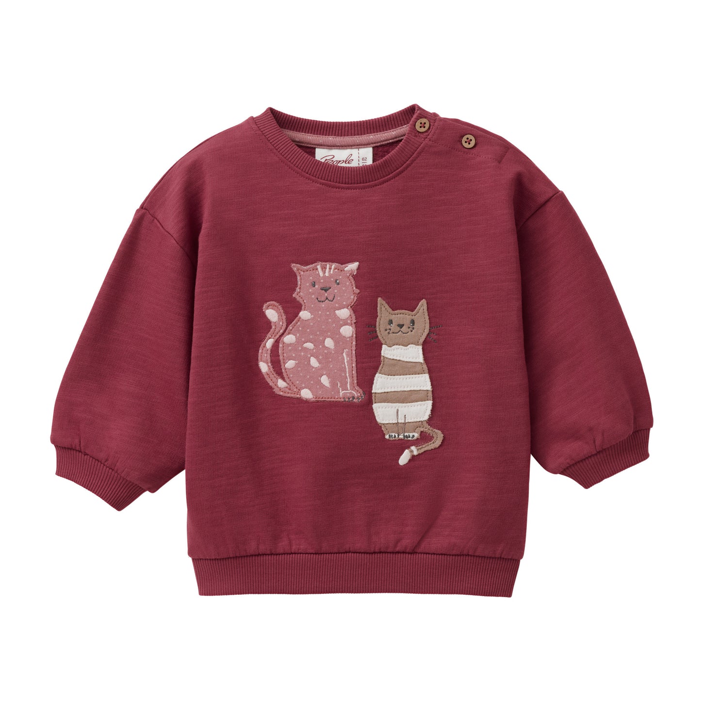 Ekologisk sweatshirt för baby med applikationer i form av katter, från People Wear Organic