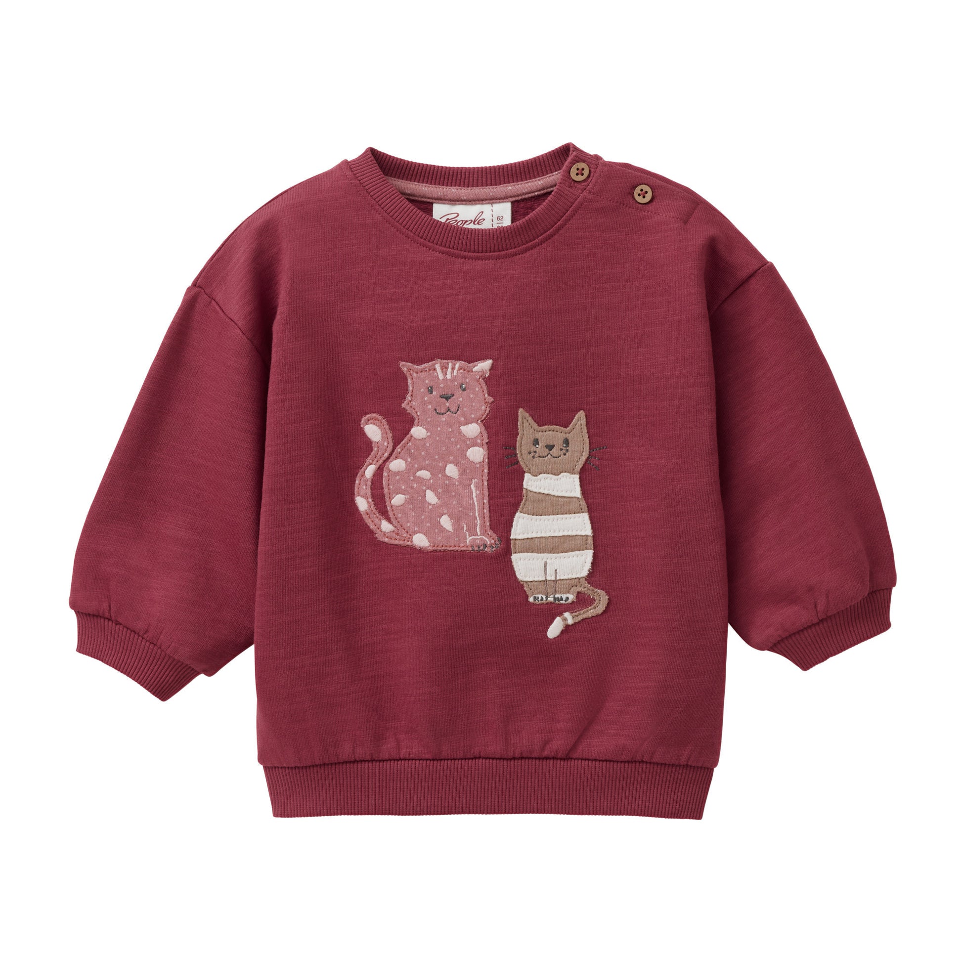 Ekologisk sweatshirt för baby med applikationer i form av katter, från People Wear Organic