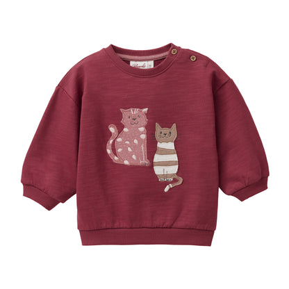 Ekologisk sweatshirt för baby med applikationer i form av katter, från People Wear Organic