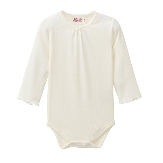 Body för baby i vit ekologisk bomullstrikå från People Wear Organic